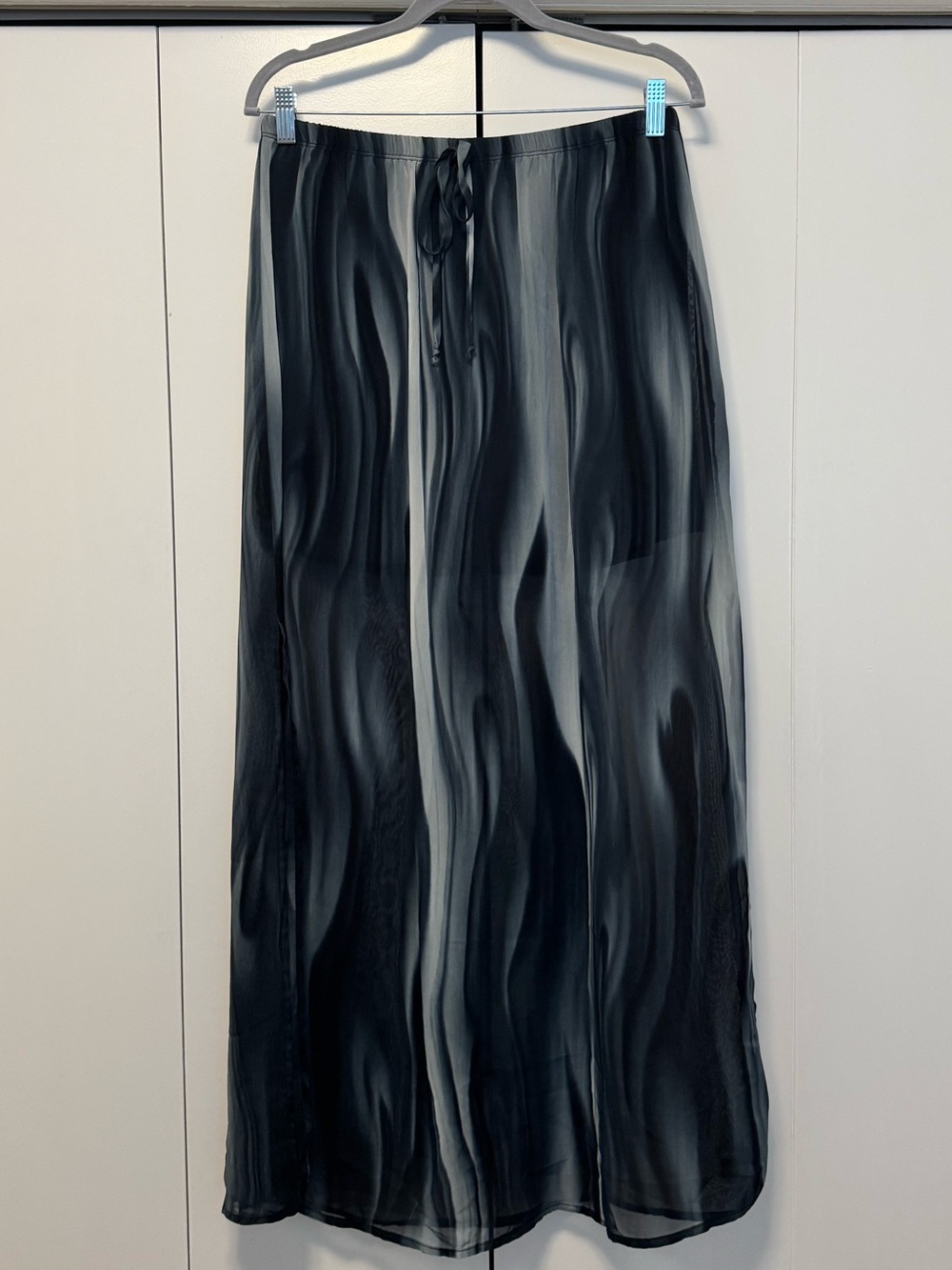 Y2K Aesthetic Monochrome Marble Print Flowy Long Maxi Skirt Mini Lining Medium